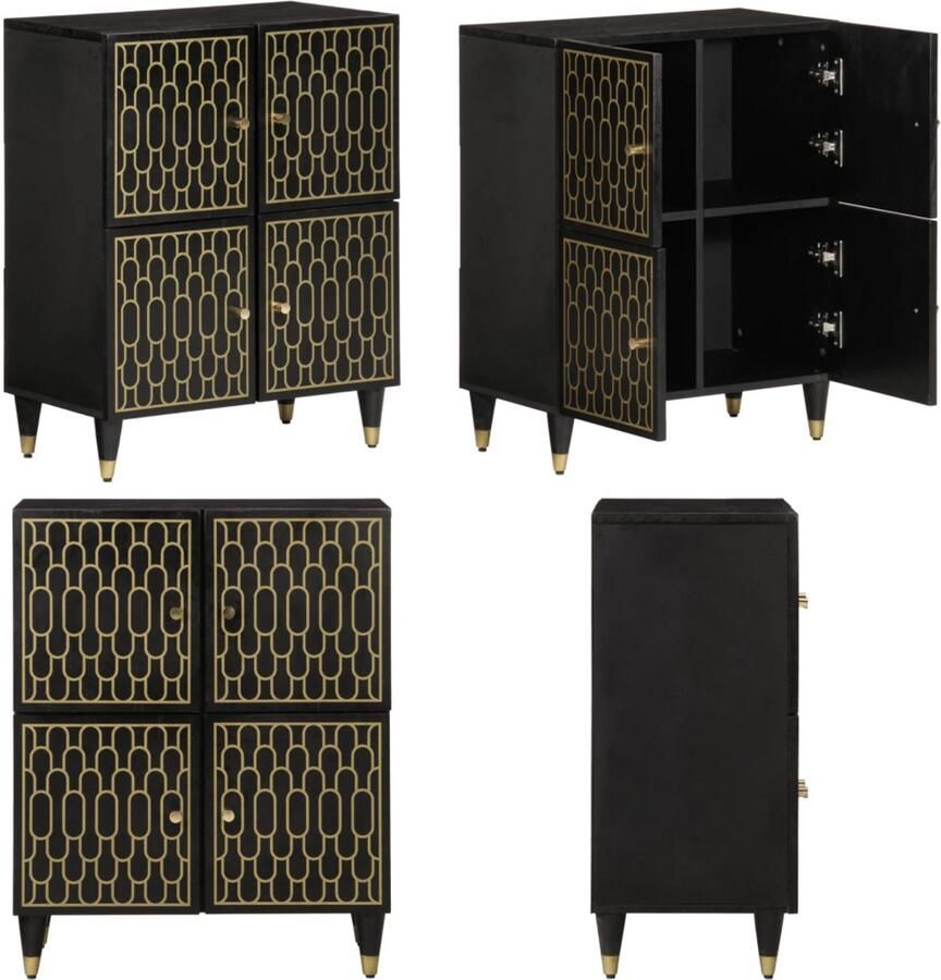 VidaXL Bijzetkast 60x33x75 cm massief mangohout Dressoir Dressoirs Opbergkast Wandkast