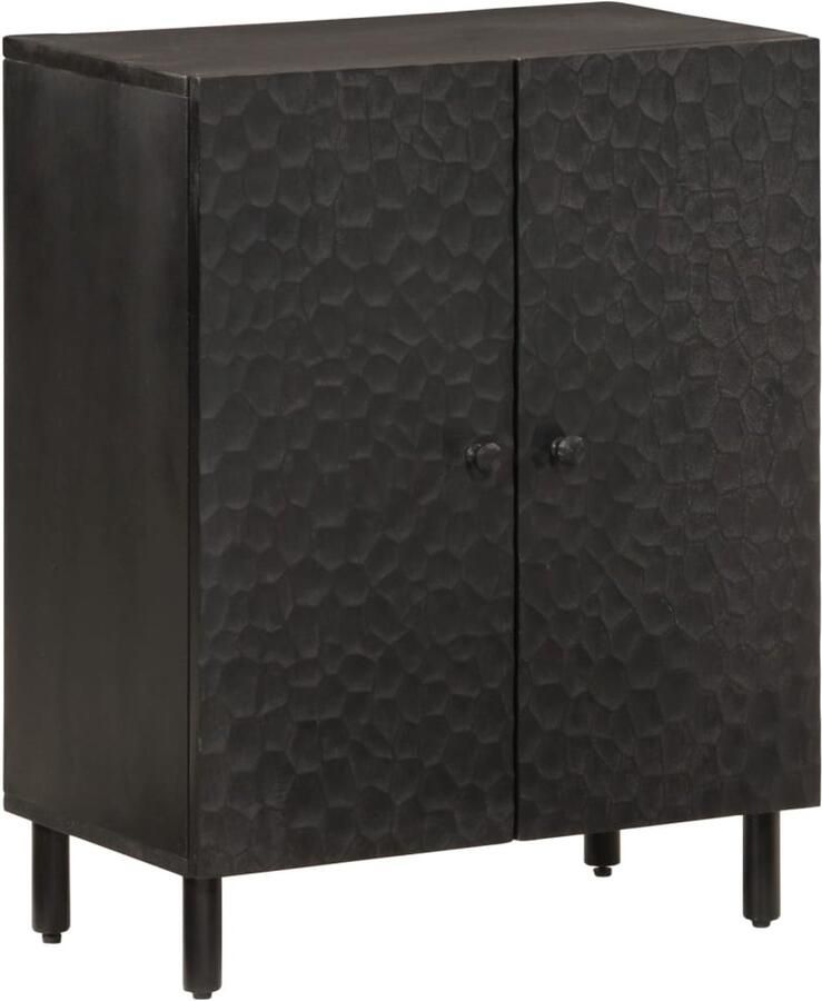 VidaXL Bijzetkast Massief Mangohout Zwart 60x33x75 cm Dressoir Mango Wood Furniture Vintage Dresser Houten Dressoir Opbergmeubels