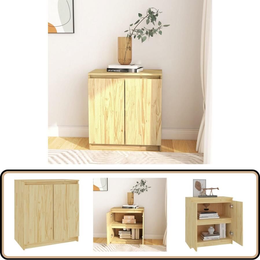 VidaXL Bijzetkast van massief grenenhout 60x36x65 cm Bijzetkast Massief Grenenhout Opbergkast Side Table Living Room Furniture