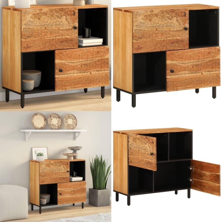 VidaXL Bijzetkast 80x33x75 cm massief acaciahout Dressoir Dressoirs Opbergkast Wandkast