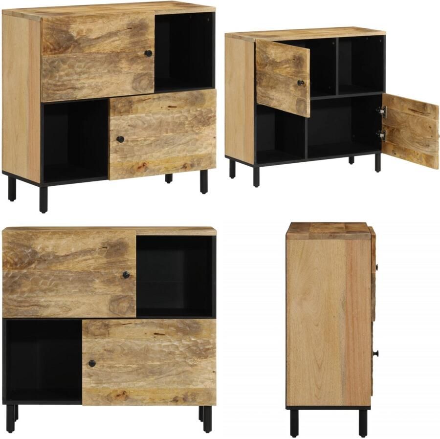 VidaXL Bijzetkast 80x33x75 cm massief mangohout Dressoir Dressoirs Opbergkast Wandkast
