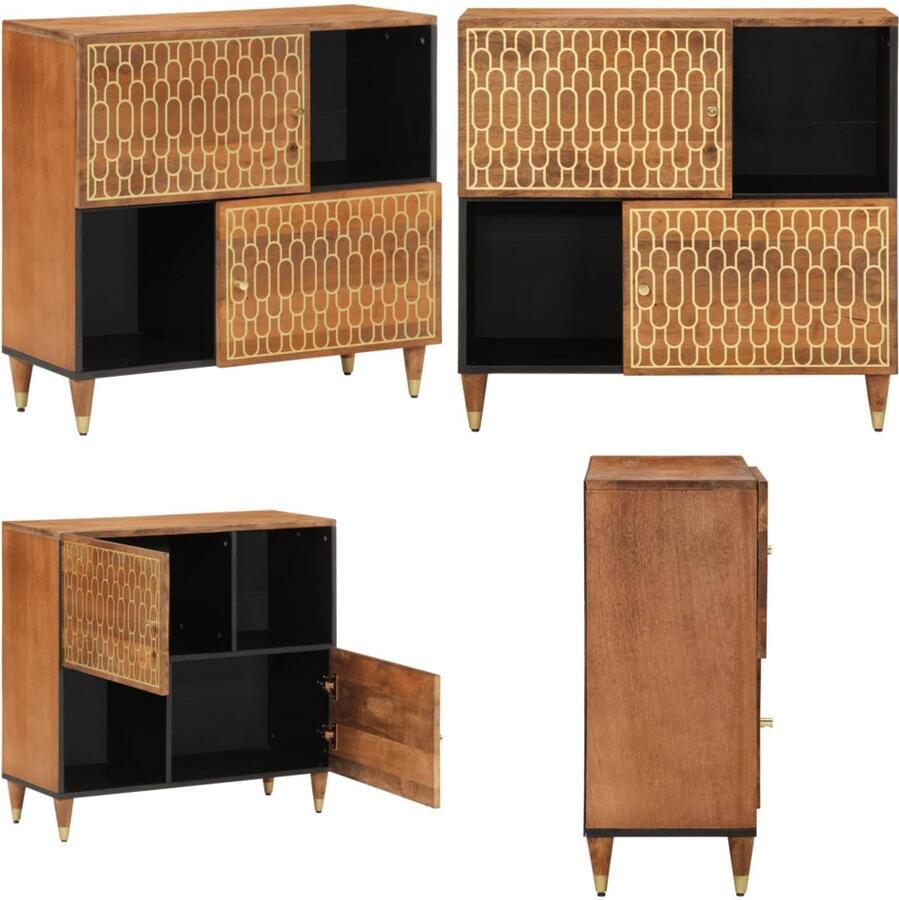 VidaXL Bijzetkast 80x33x75 cm massief mangohout Dressoir Dressoirs Opbergkast Wandkast