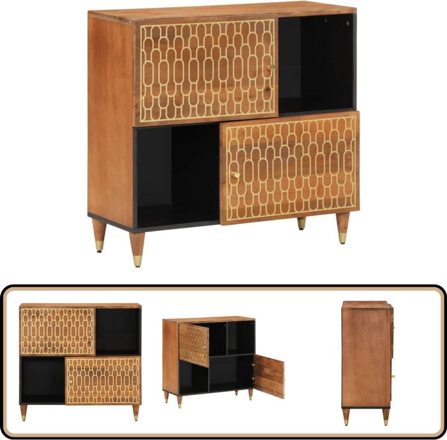 VidaXL Bijzetkast Massief Mangohout 80x33x75 cm Dressoir Bijzettafel Mangohout Vintage Landelijk