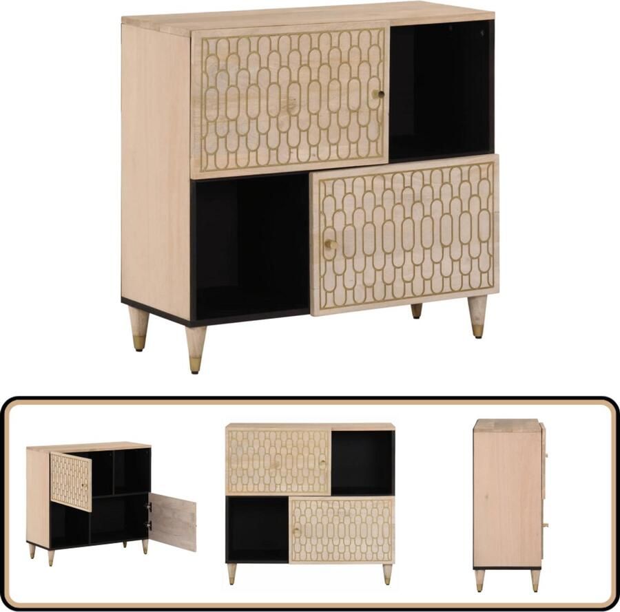 VidaXL Bijzetkast 80x33x75 cm massief mangohout Bijzetkast Mango Wood Houtsoort Salontafel Vintage Kast
