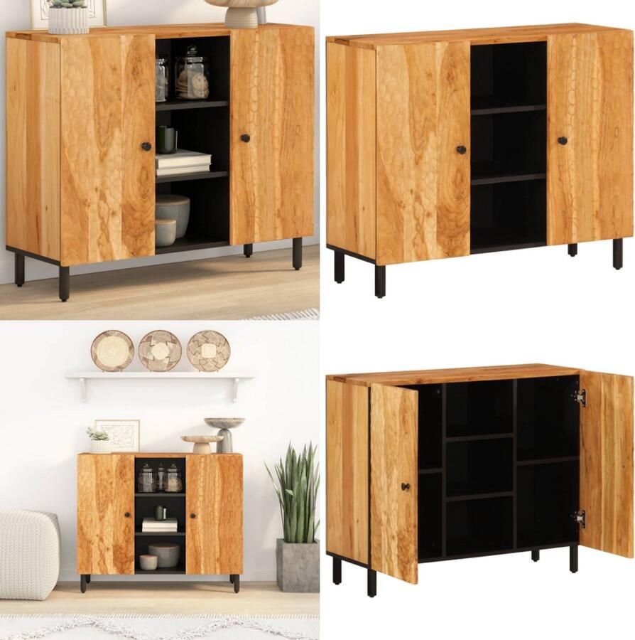 VidaXL Bijzetkast 90x33x75 cm massief acaciahout Dressoir Dressoirs Opbergkast Wandkast