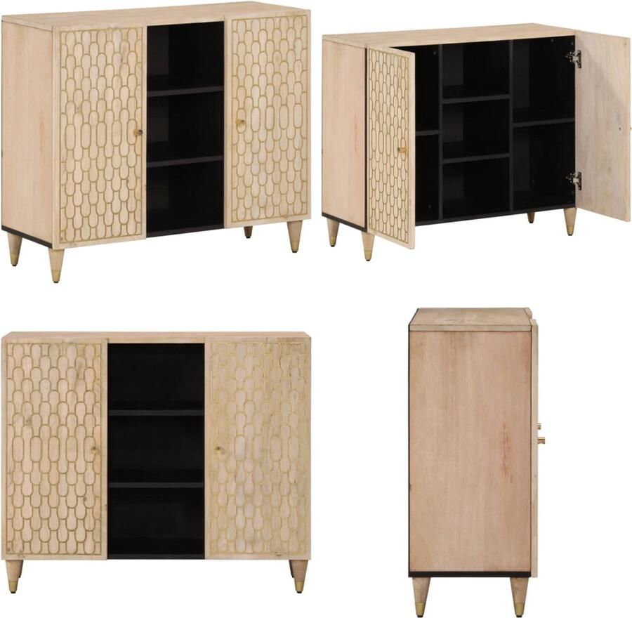 VidaXL Bijzetkast 90x33x75 cm massief mangohout Dressoir Dressoirs Opbergkast Wandkast