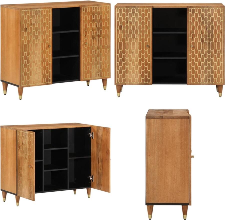 VidaXL Bijzetkast 90x33x75 cm massief mangohout Dressoir Dressoirs Opbergkast Wandkast