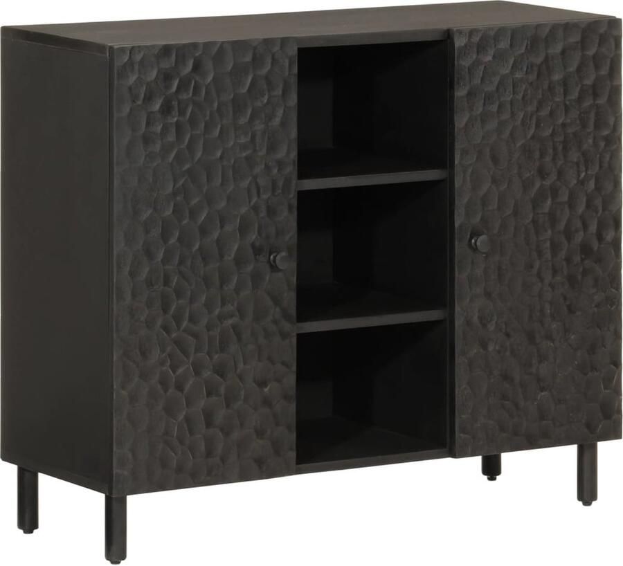 VidaXL Bijzetkast Mangohout Zwart 90x33x75 cm Dressoir Mango Wood Furniture Houten Dressoir Vintage Dressoir Salontafel - Foto 2