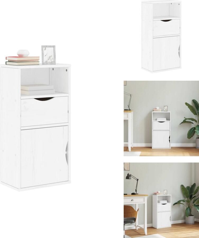 VidaXL Bijzetkast Bijzetkasten Kast Dressoir Bijzetkast met lade ODDA 40x24x79 cm massief grenenhout wit