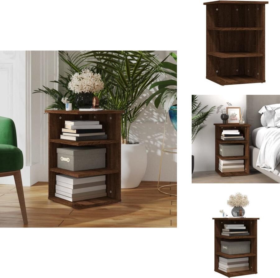 VidaXL Bijzetkast Bijzetkasten Kast Kastje Bijzetkast 35x35x55 cm bewerkt hout bruineikenkleurig