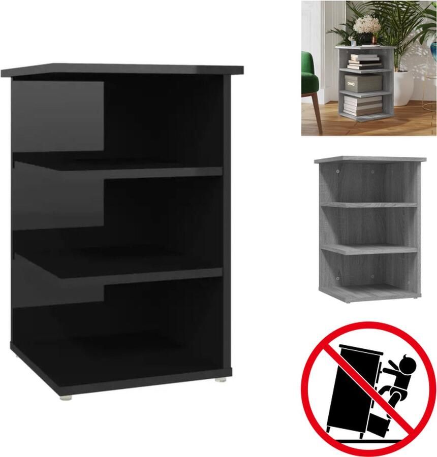 VidaXL Bijzetkast Bijzetkasten Kast Kastje Bijzetkast 35x35x55 cm bewerkt hout grijs sonoma eikenkleurig - Foto 2