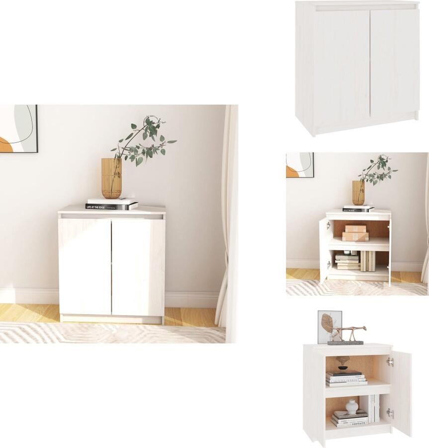 VidaXL Bijzetkast Bijzetkasten Zijkast Dressoir Bijzetkast 60x36x65 cm massief grenenhout wit