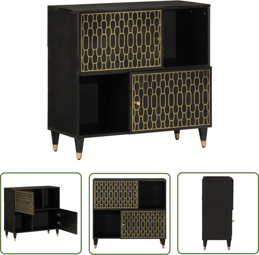 VidaXL Bijzetkast Bijzettafel Bijzetkast 80x33x75 cm massief mangohout Kast Vintage Kast Industriële Kast