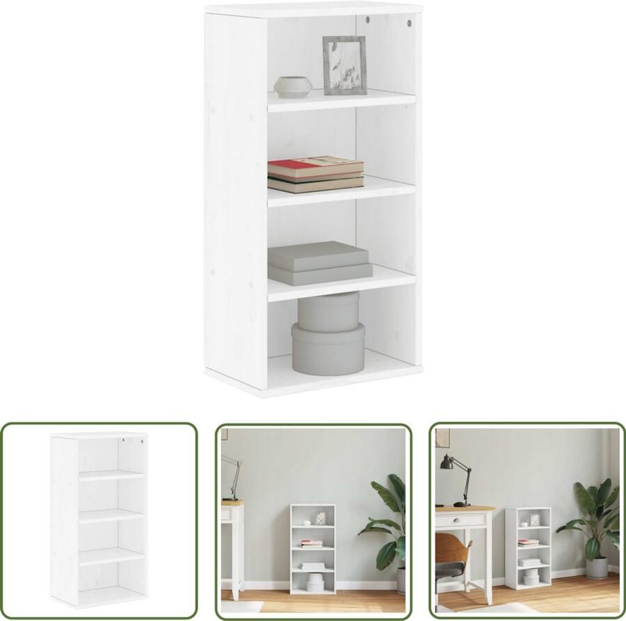 The Living Store Bijzetkast ODDA 40x24x79 cm massief grenenhout wit Bijzettafel Houten Kast Opbergkast Grenoble Meubels Vintage Meubel - Foto 2