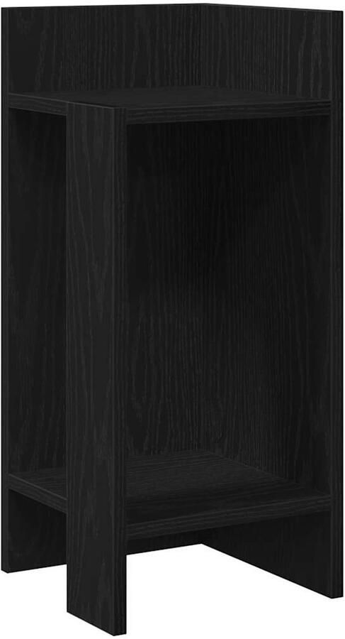 The Living Store Bijzettafeltje met plank 25 5x27x60 cm zwart Bijzettafel Houten Bijzet Tafels Modern Bureau Sidetable Multifunctionele Kast