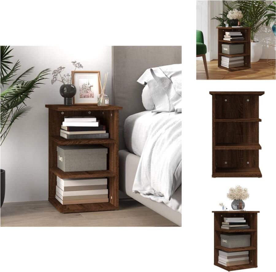 VidaXL Bijzetkast Bijzetkasten Kast Kastje Bijzetkast 35x35x55 cm bewerkt hout bruineikenkleurig - Foto 2