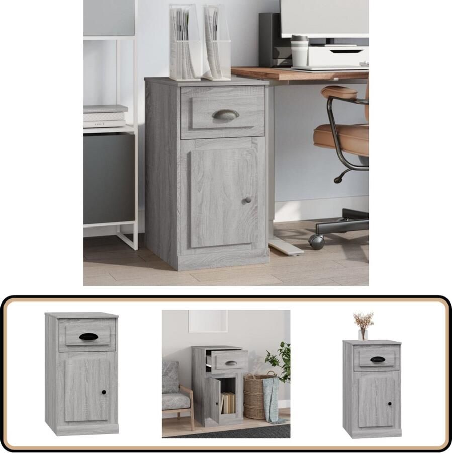 VidaXL Bijzetkast Grijs Sonoma Eiken 40x50x75 cm Bijzettafel Kasten Houten Kast Grijze Kast Salontafel Opslagmeubilair Compact Bureau