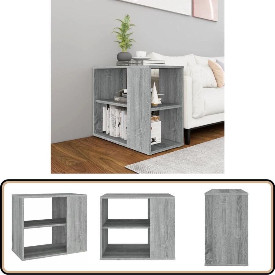 VidaXL Bijzetkast Grijs Sonoma Eiken 60x30x50 cm Bijzettafel Houten Kast Grijze Kast Salontafel Opbergkast - Foto 2
