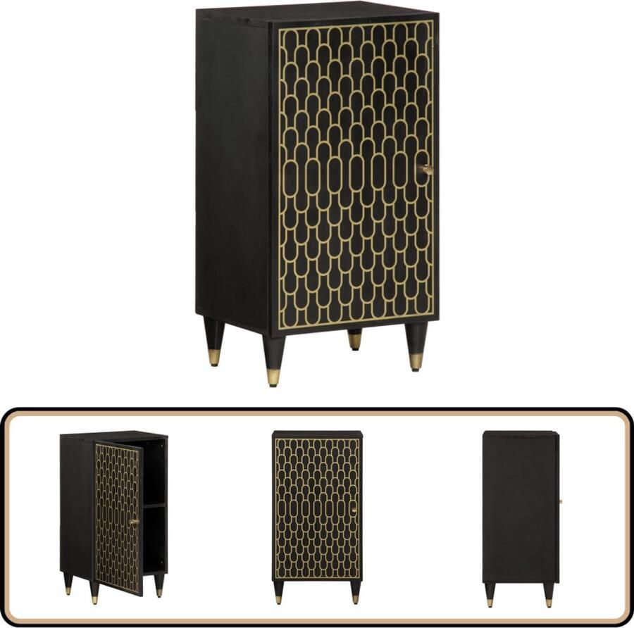 VidaXL Bijzetkast Mangohout met Handgesneden Patroon Dressoir Mangohout Vintage Klassiek Salontafel - Foto 2