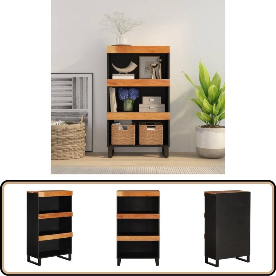 VidaXL Bijzetkast Massief Acaciahout 60x33x107 cm Bijzetkast Industrieel Houten Bijzetkast Acacia Hout Salontafel Kamerset Nachtlamp