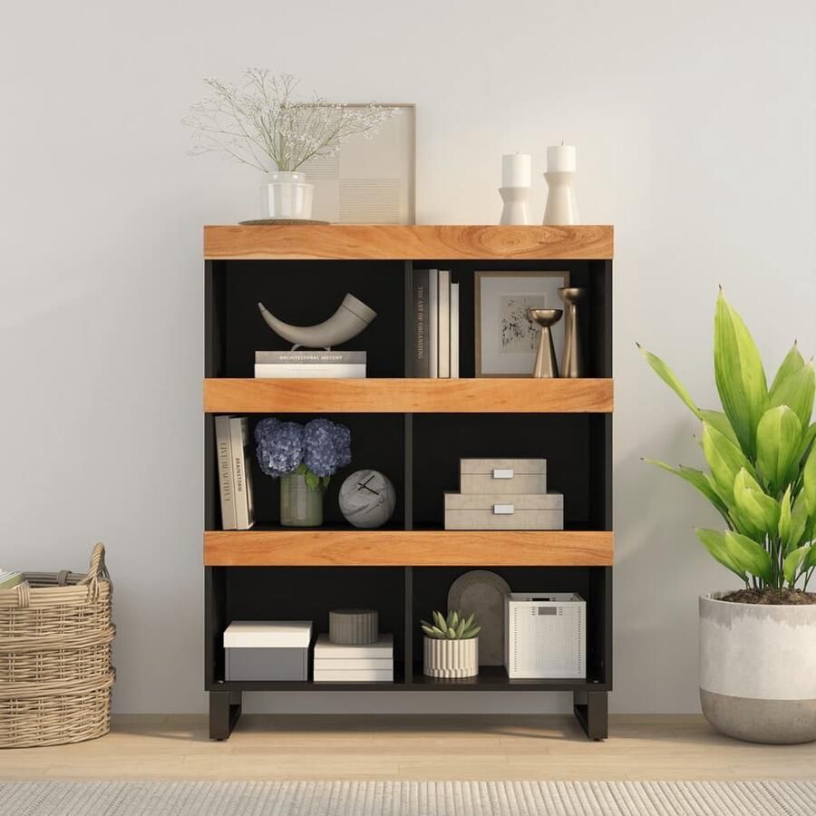 VidaXL Bijzetkast Massief Acaciahout 85x33x107 cm Bijzetkast Industrieel Design Acacia Houten Kast Nachthastje Salontafel