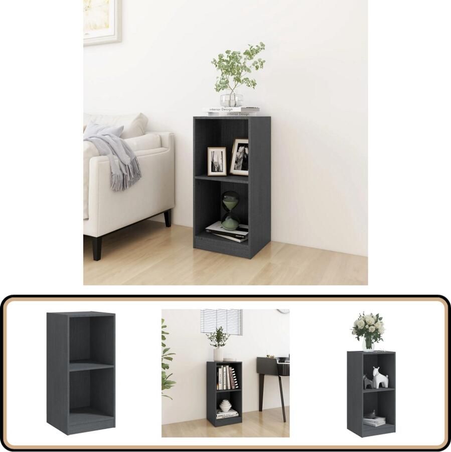 VidaXL Bijzetkast Massief Grenenhout Grijs Bijzetkast Side Table Houtmeubilair Grijze Kast Grenoblehouten Kast Opslagkast Livingroom Furniture Interieurdecoratie Boekenplank Decoratief Item