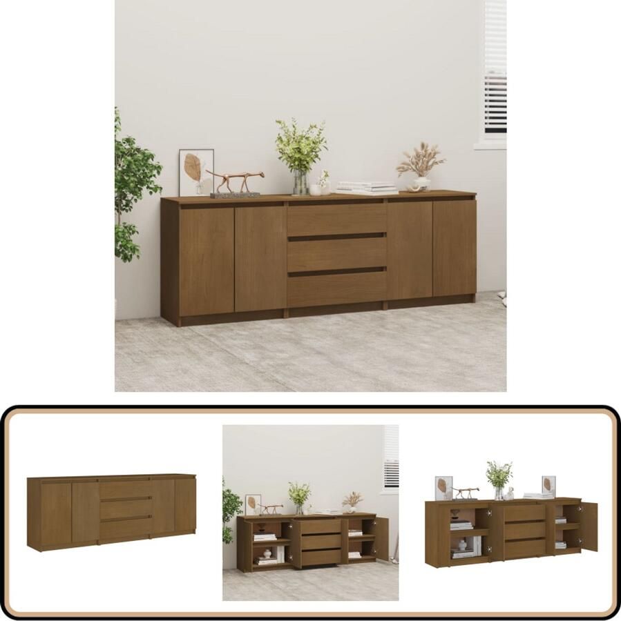 VidaXL Bijzetkast Massief Grenenhout Honingbruin Bijzettafel Houten Kast Grenoble Houtsoort Bruine Kast Side Table