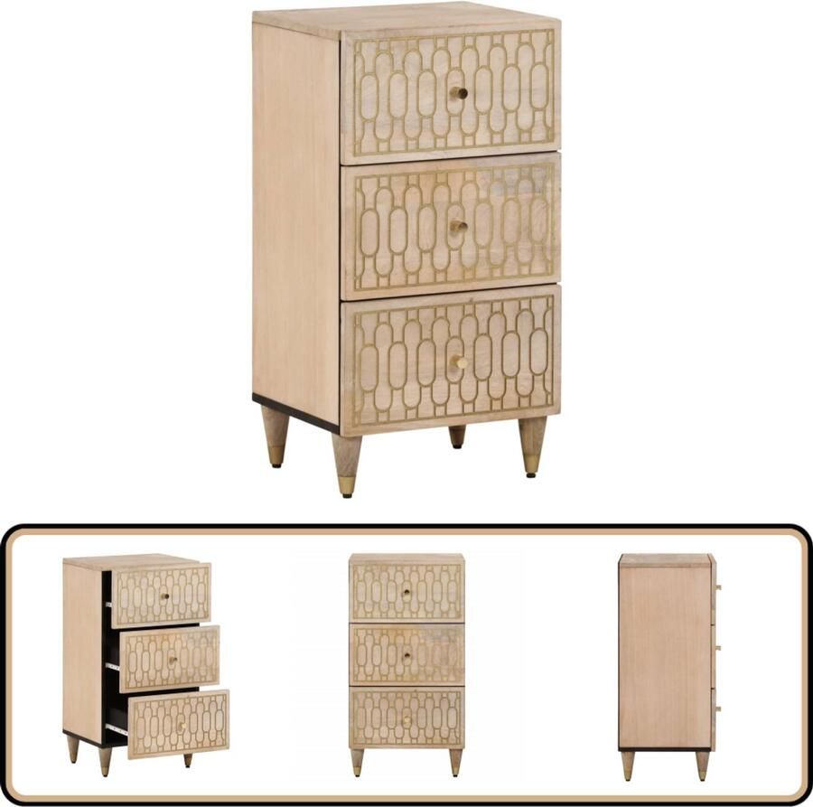 VidaXL Mango Houtsoort Bijzettafel Bijzetkast 40x33x75 cm massief mangohout Vintage Stijl Salontafel Woonaccessoires