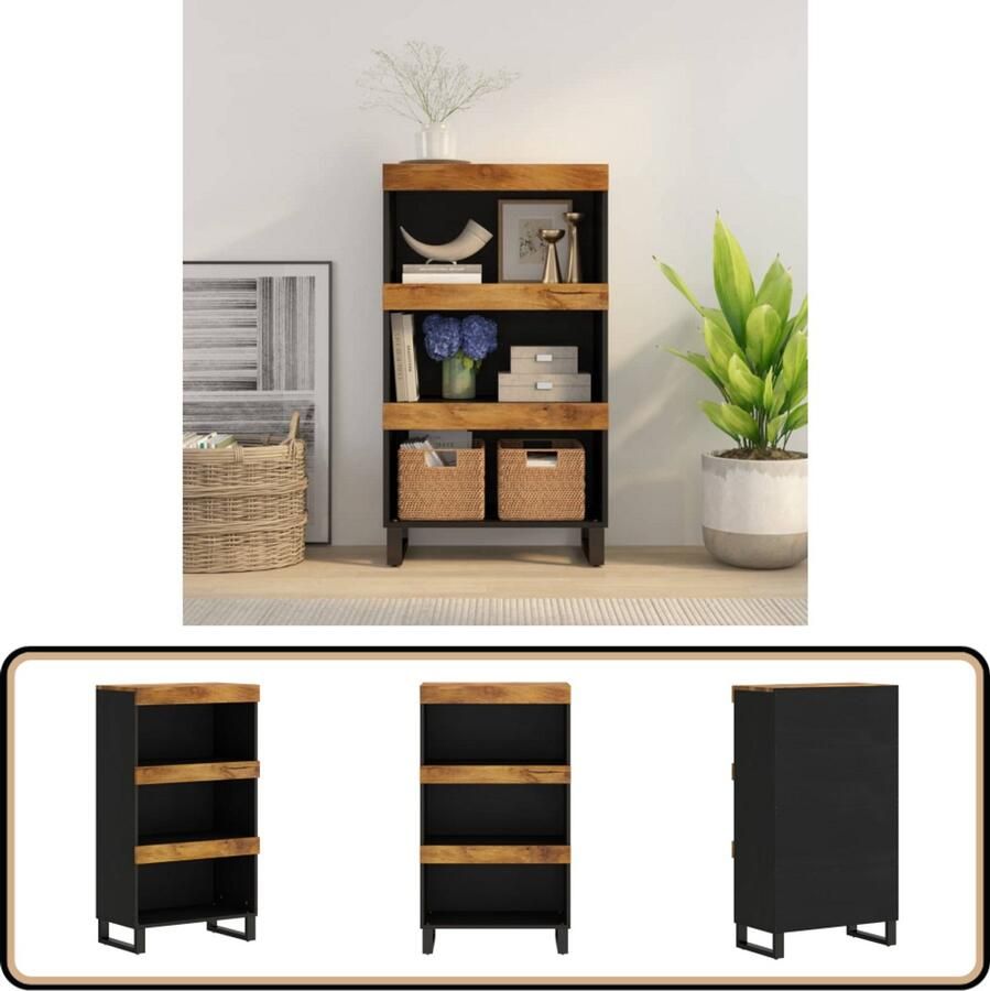 VidaXL Bijzetkast Massief Mangohout 60x33x107 cm Bijzetkast Industrieel Mangohout Houten Kast Salontafel Nachtkast