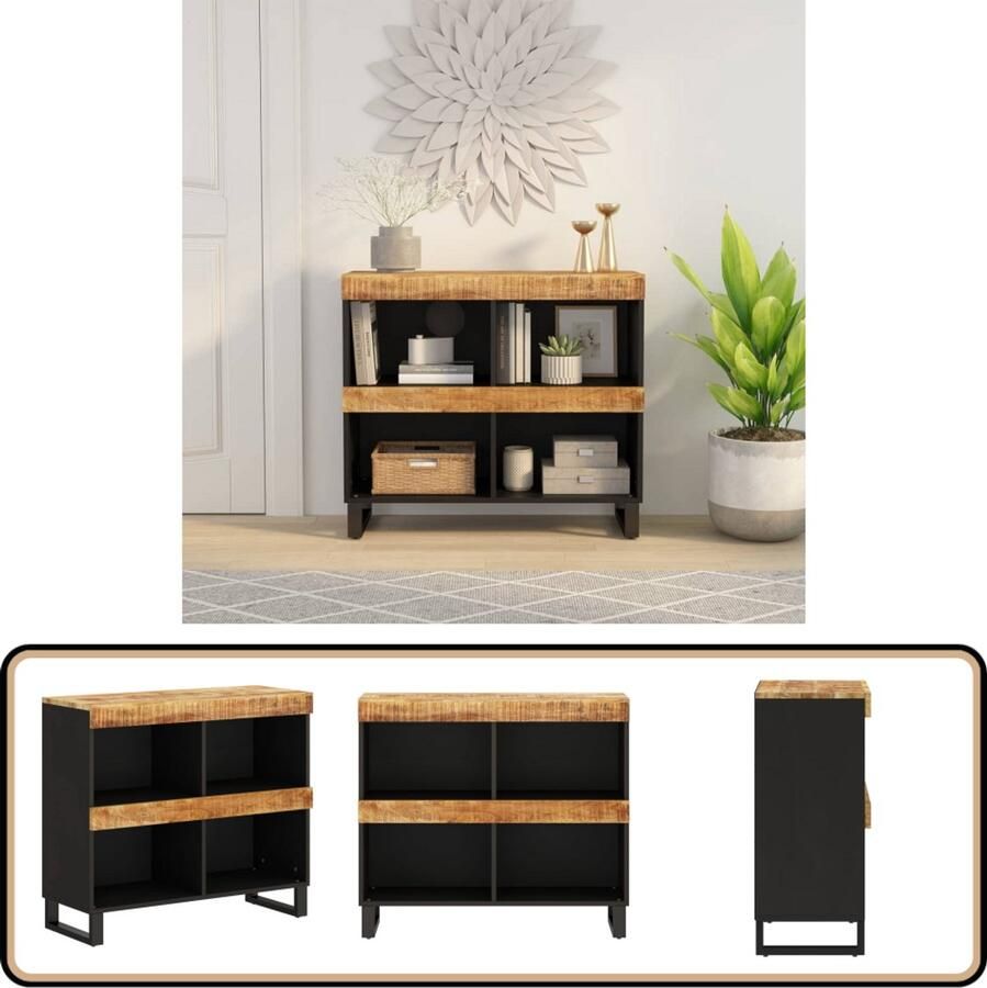 VidaXL Bijzetkast Massief Mangohout 85x33x75 cm Bijzetkast Industrieel Design Mangohout Houten Kast Salontafel