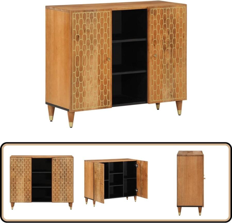 VidaXL Bijzetkast Massief Mangohout 90x33x75 cm Bijzetkast Opbergkast Mango Wood Vintage Landelijk
