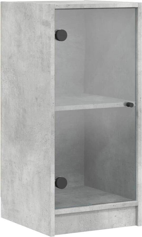VidaXL Bijzetkast met glazen deuren Betongrijs Dressoir Bijzettafel Houten Kast Vintage Kast Opslagoplossing - Foto 2