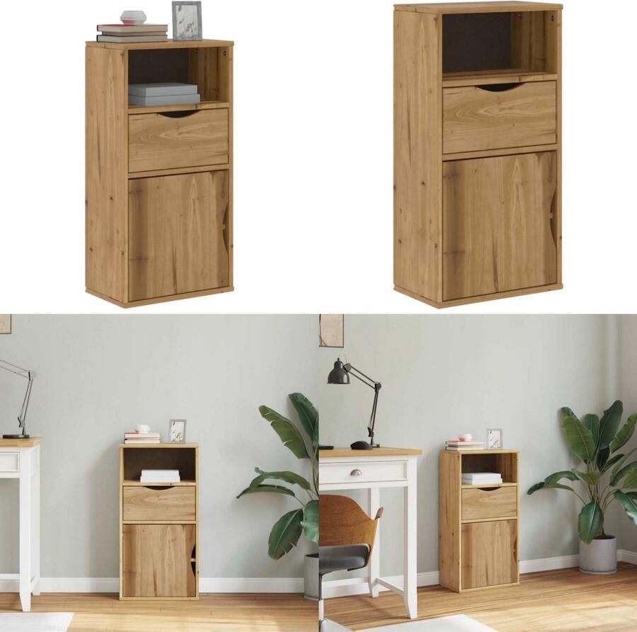 VidaXL Bijzetkast met lade 40x24x79 cm massief grenenhout Bijzetkast Bijzetkasten Kast Dressoir