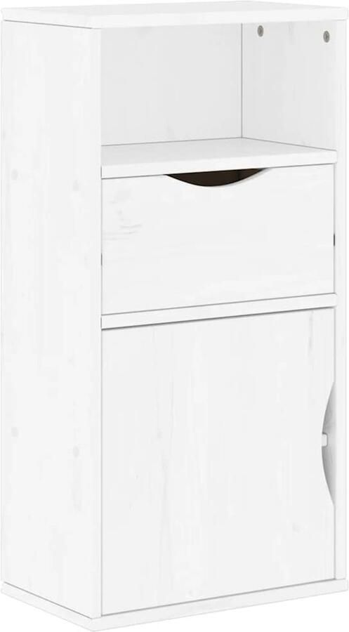 VidaXL Bijzetkast ODDA 40x24x79 cm Wit Grenenhout Bijzettafel Houten Kast Opbergkast Side Table Grenoble Wood Furniture