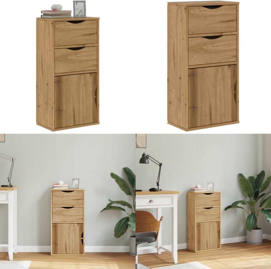 VidaXL Bijzetkast met lades 40x24x79 cm massief grenenhout Bijzetkast Bijzetkasten Kast Dressoir