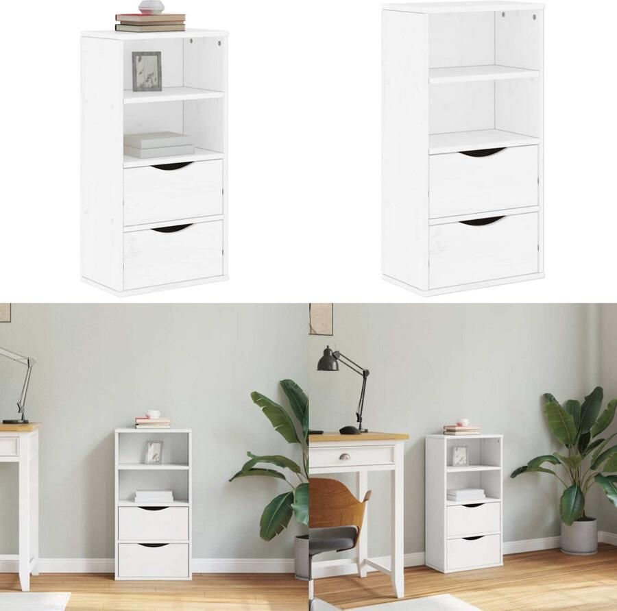 VidaXL Bijzetkast met lades ODDA 40x24x79 cm massief grenenhout wit Bijzetkast Bijzetkasten Kast Dressoir