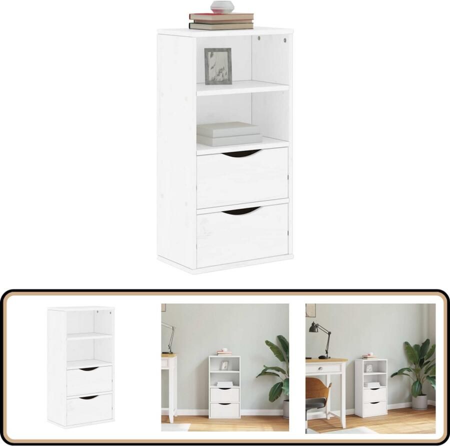 VidaXL Bijzetkast ODDA 40x24x79 cm Wit Hout Bijzetkast Houten Kast Opbergkast Side Table Living Room Furniture