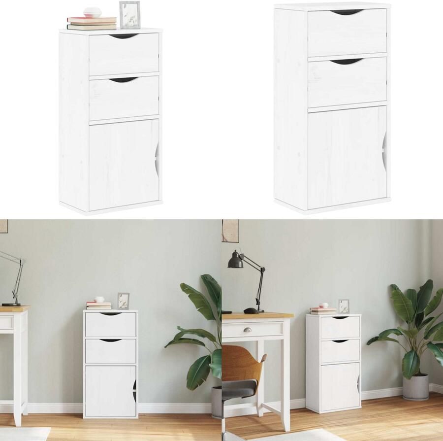 VidaXL Bijzetkast met lades wit 40x24x79 cm massief grenenhout Bijzetkast Bijzetkasten Kast Dressoir