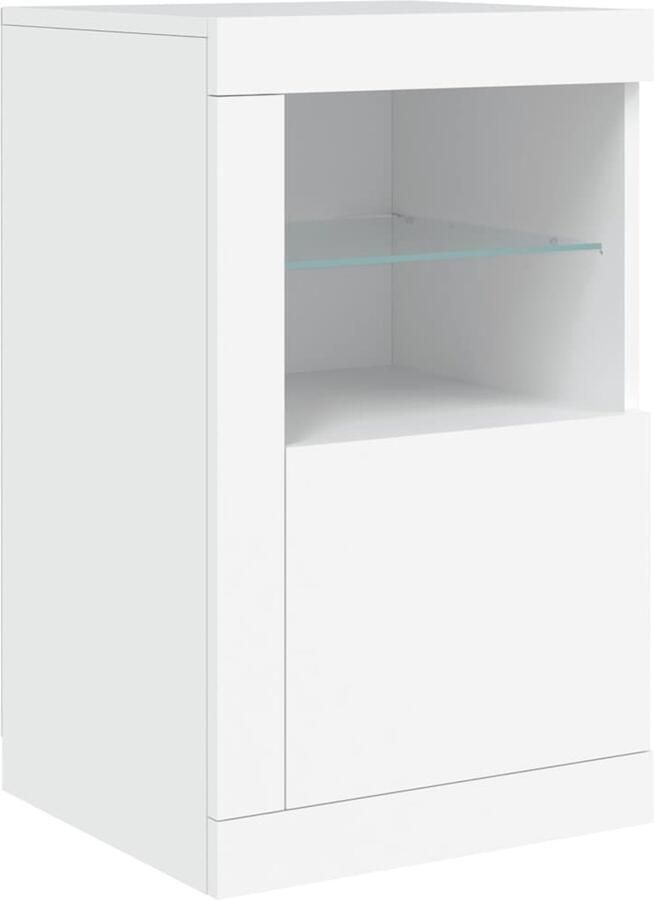 VidaXL -Bijzetkast-met-LED-verlichting-bewerkt-hout-wit - Foto 4