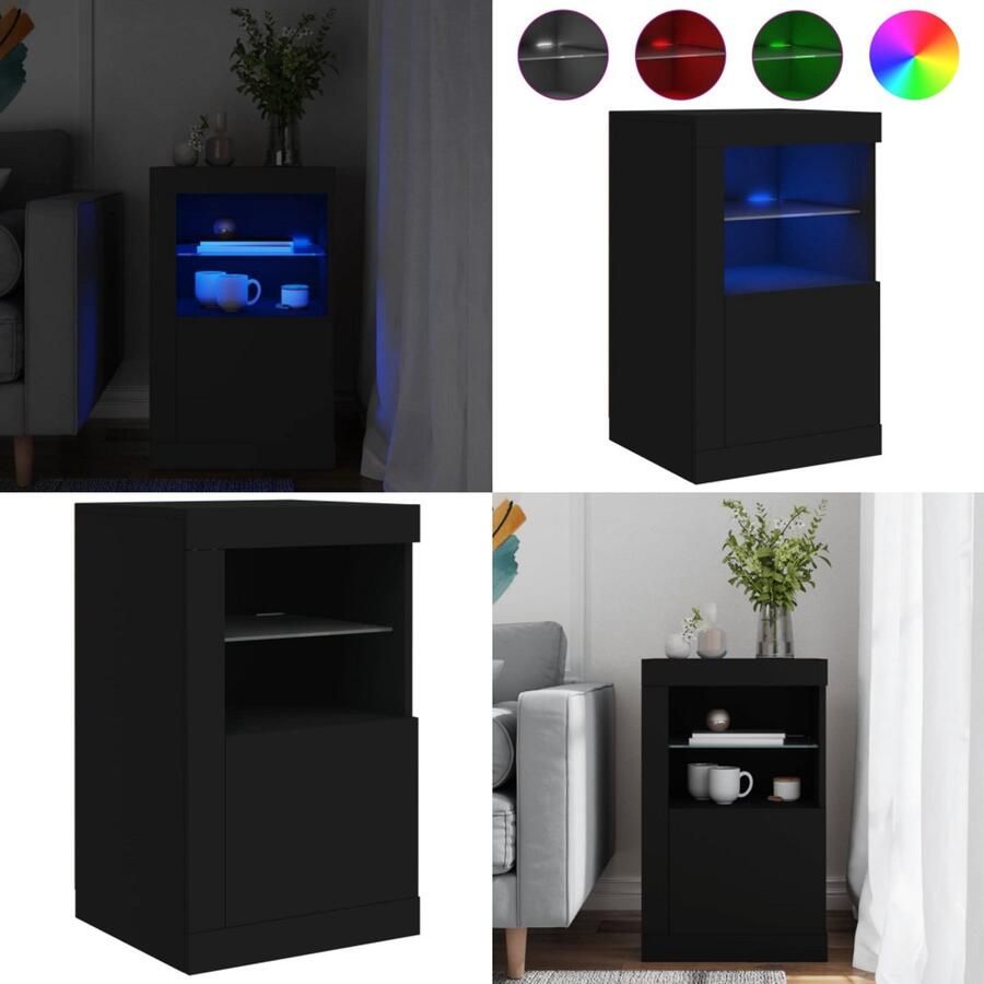 VidaXL -Bijzetkast-met-LED-verlichting-bewerkt-hout-zwart
