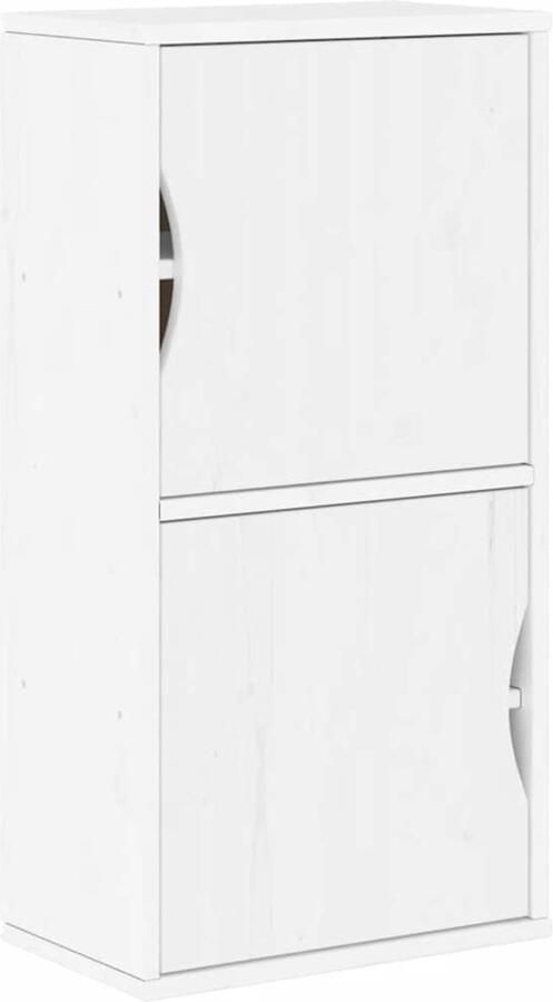 The Living Store Bijzetkast ODDA 40x24x79 cm massief grenenhout wit Bijzettafel Houten Kast Opbergkast Grenoble Meubels Vintage Meubel - Foto 3