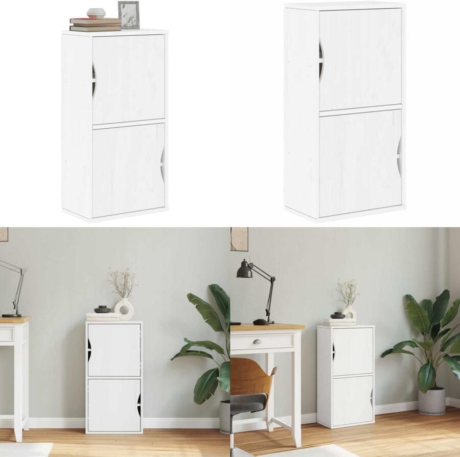 VidaXL Bijzetkast ODDA 40x24x79 cm massief grenenhout wit Zijkast Bijzetkasten Kast Dressoir