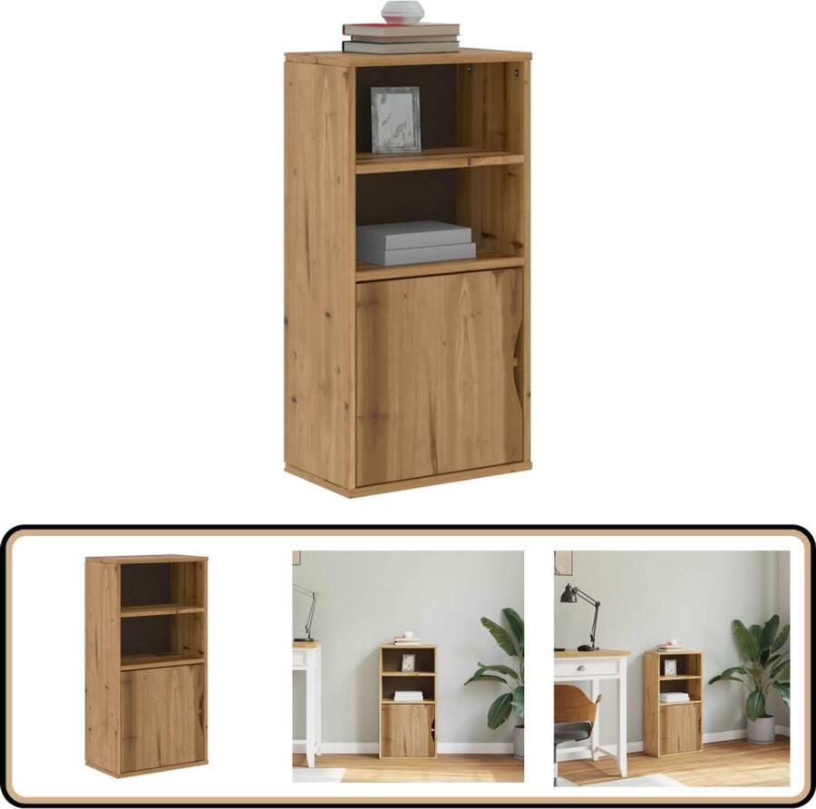 VidaXL Bijzetkast ODDA Grenenhout 40x24x79 cm Bijzettafel Houten Kast Opbergkast Grenshout Meubilair Vintage Interieur