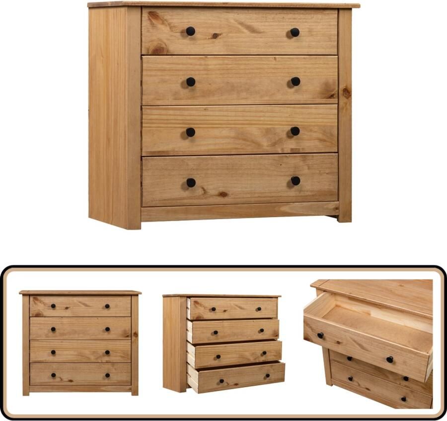 VidaXL Bijzetkast Panama Grenenhout 80x40x73 cm Bijzetkast Ladenkast Houten Kast Grenoblehouten Kast Salontafel