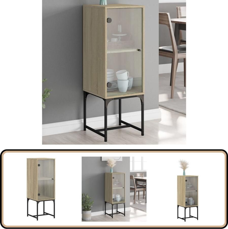 VidaXL Bijzetkast Sonoma Eiken 35x37x100 cm Dressoir Bijzettafel Salontafel Houten Kast Opbergkast