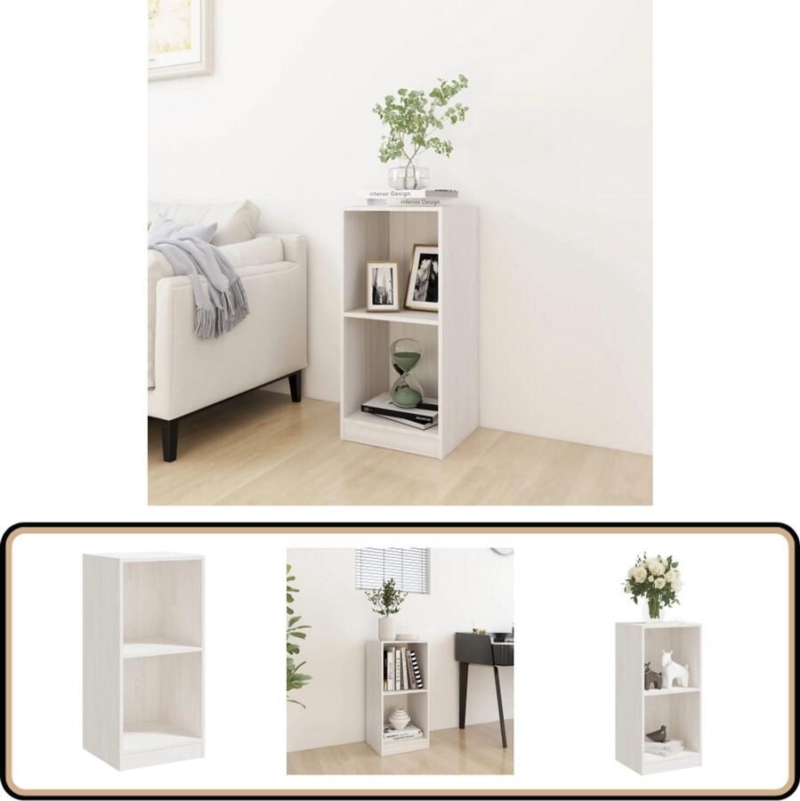 VidaXL Bijzetkast Wit Massief Grenenhout 35 5x33 5x76 cm Bijzetkast Houten Kast Side Table Grenoble Hout Wit