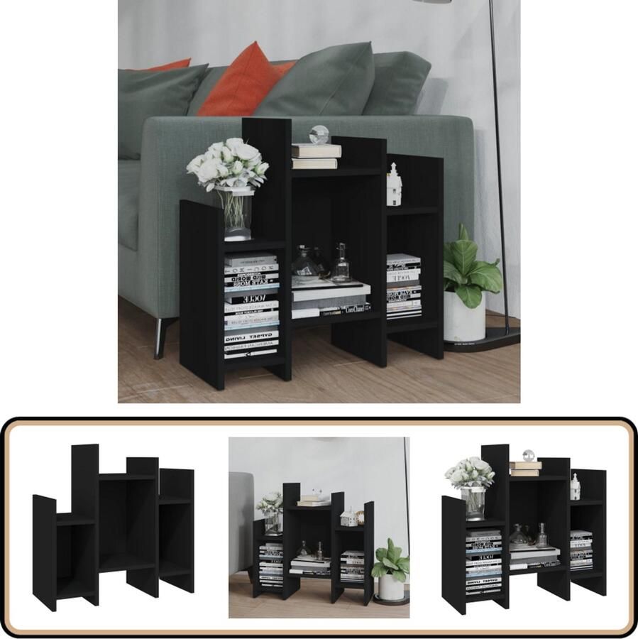 VidaXL Bijzetkast Zwart 60x26x60 cm Bewerkt hout Bijzetkast Zwarte Bijzetkast Houten Bijzetkast Side Table Tv Stand - Foto 2