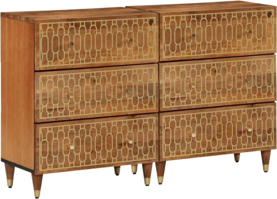 VidaXL Bijzetkasten 2 st 60x33x75 cm massief mangohout