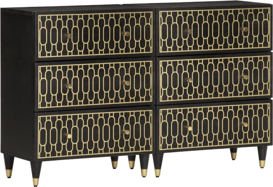 VidaXL -Bijzetkasten-2-st-60x33x75-cm-massief-mangohout