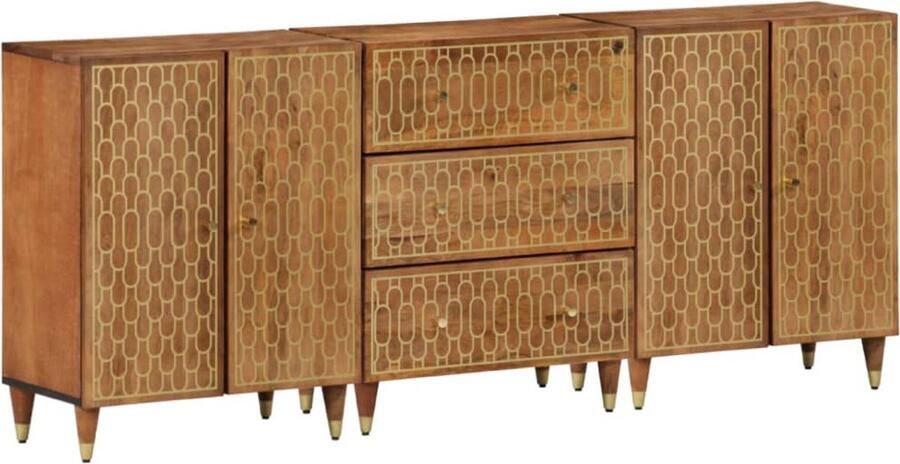 VidaXL Bijzetkasten 3 st 60x33x75 cm massief mangohout